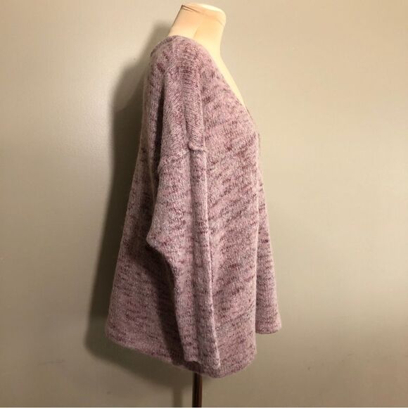 Free People Sweater Womens Large Pink Dolman Sleeve Alpaca Mohair Blend Deep V - Picture 8 of 13